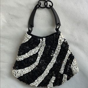 lovely unique black white Pearl purse bag lucite